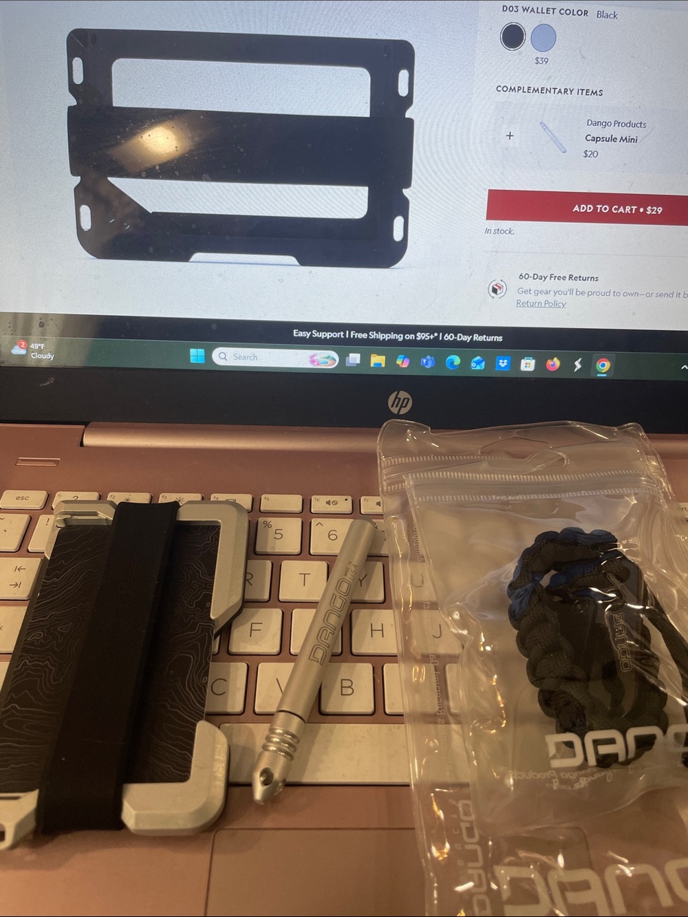 Dango Black/Silver Metal Dapper Wallet with Black Paracord and Capsule